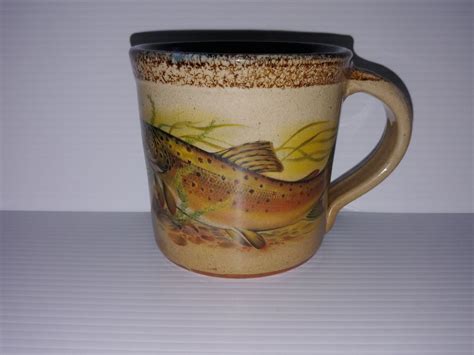 Monroe Salt Works Maine Jumbo Mug 16 Ounces Speckled Troutfish Pottery