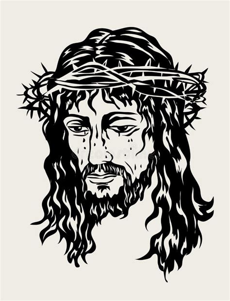 Jesus Face Sketch Drawing, Art Vector Design Stock Vector - Illustration of object, catholic ...