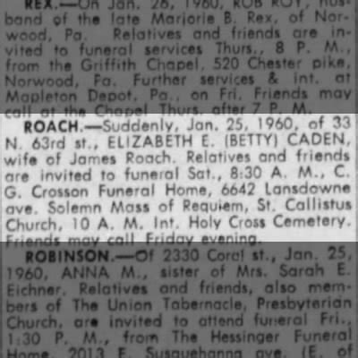 Obituary For Elizabeth E Roach Newspapers