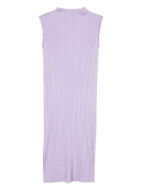 Pleats Please Issey Miyake Mock Neck Pliss Midi Dress Purple Farfetch