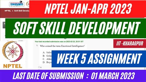 NPTEL Soft Skill Development Week 5 Assignment Solutions Jan Apr