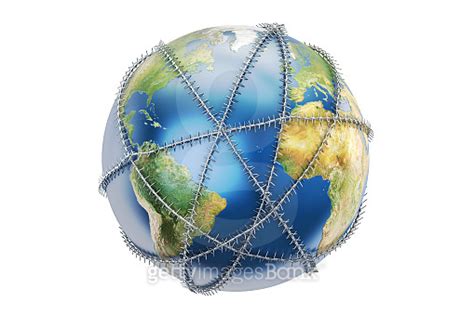 Earth Globe With Barbed Wire D Rendering