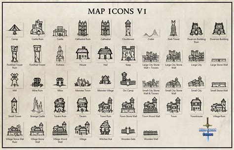 [OC][ART] Map Icons V1 : r/DnD