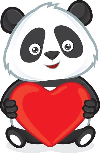 Panda Holding Heart Love Stock Illustration Download Image Now 2015