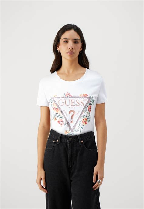 Guess Triangle Print T Shirt Weißwhite Zalandoie