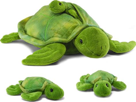 Prextex Set de Peluches Tortue en Peluche avec Poche de Rangement à