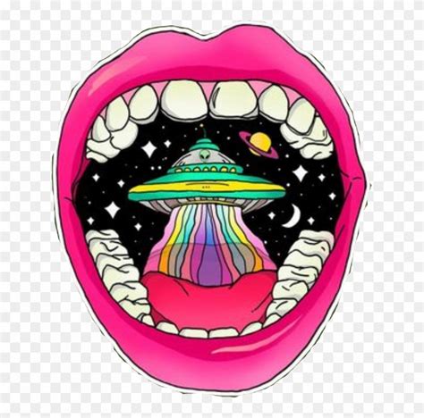 Trippy Rainbow Lips Alien Mouth Space Pink Freetoedit Psychedelic