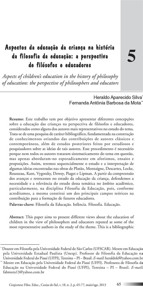 Aspectos Da Educa O Da Crian A Na Hist Ria Da Filosofia Da Educa O A