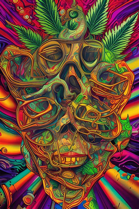 Vibrant Stoner Marijuana Smoke Vibe Hyper Detailed Art Painting ...