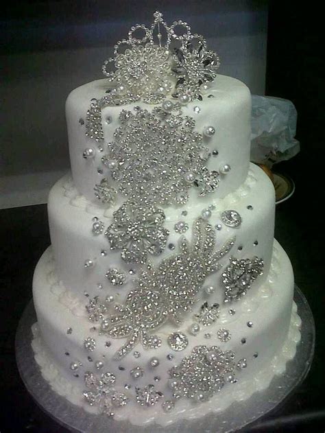 Beautiful Rhinestone And Pearl Wedding Cake Made For A Diva Bride