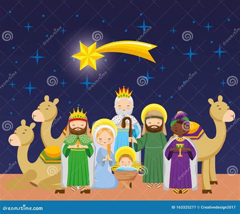 Nativity Scene with Baby Jesus Cartoon. Vector Stock Vector ...