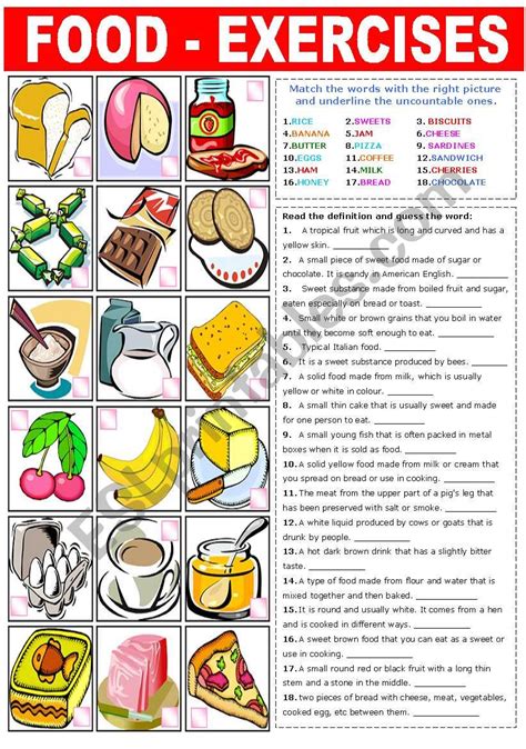 Food Exercises Esl Worksheet By Katiana