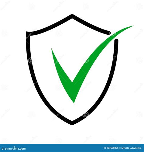 Protection Icon Protecting Shield With Green Checkmark Confirming