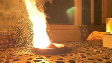 Big Mound Of Thermite Ignition Thermite Vs Burning Pellet Of Flare Mix Youtube