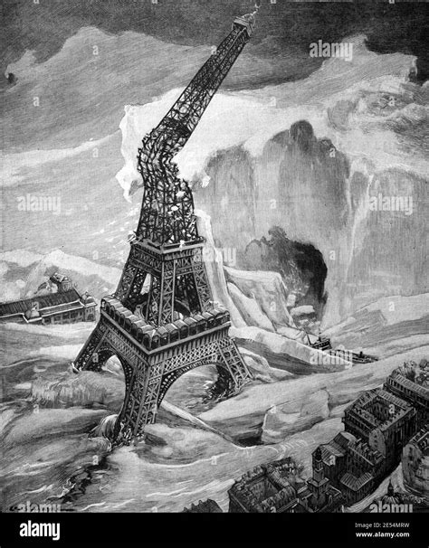 Natural Catastrophe As The Eiffel Tower Paris Is Destroyed Or Damaged