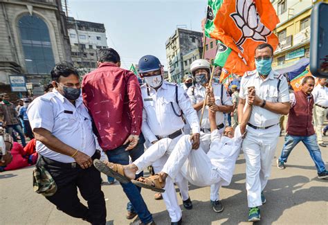 In Pictures Bengal Bjp Workers Clash With Police In Protest Over