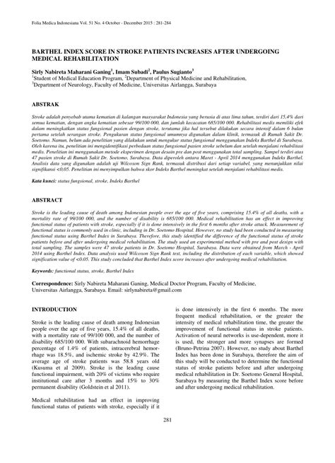 barthel index score  stroke patients increases  undergoing