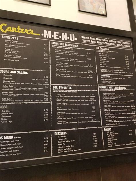 Menu at Canter's Delicatessen restaurant, Reno, 407 N Virginia St