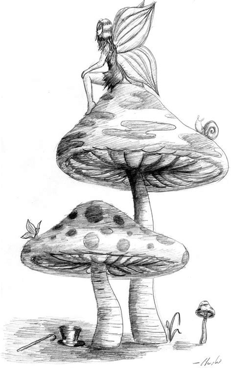 Fairy Girl And Two Mushrooms By Bigcatpants On DeviantART Fairy