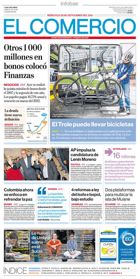 El Comercio Ecuador Miércoles 28 De Septiembre De 2016 Infobae