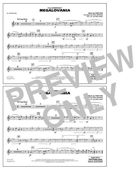 Megalovania From Undertale Arr Paul Murtha Eb Alto Sax Sheet