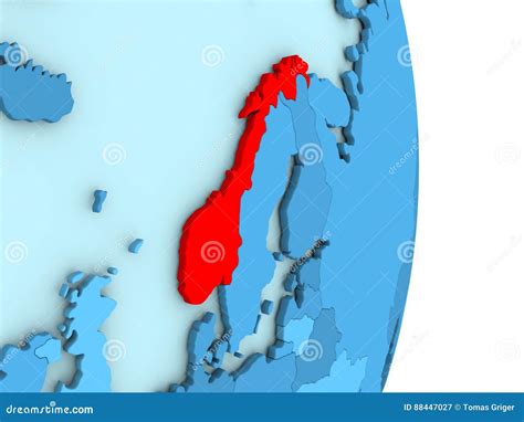 Noorwegen Op Blauwe Politieke Bol Stock Illustratie Illustration Of