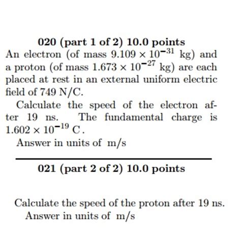 Solved An electron (of mass 9.109 times 10-31 kg) and a | Chegg.com