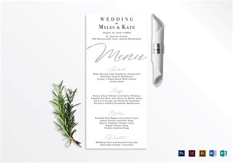 Wedding Menu Card Design Template In Psd Word Publisher Illustrator