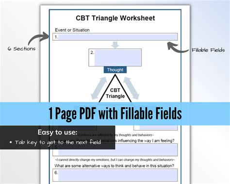 CBT Triangle Worksheet PDF Therapists Market