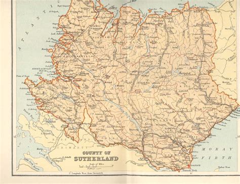 County Of Sutherland 1896 Map Map Sutherland Vintage World Maps