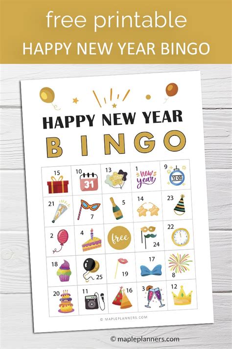 Free Printable New Years Eve Bingo Game Cards