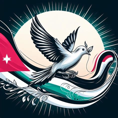 Dove of Peace Hovering Over Palestine Flag A message of peace and hope ...