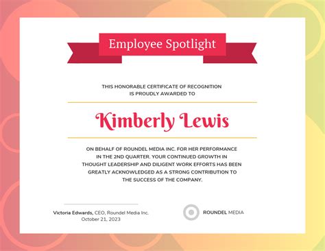 Employee Recognition Certificates Templates Free