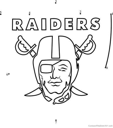 Oakland Raiders Logo dot to dot printable worksheet - Connect The Dots