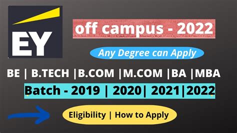 EY Off Campus Hiring 2022 Any Degree Any Batch No