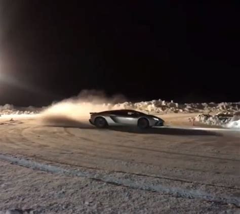 Ice Drifting Lamborghini Aventador S Sounds Like a Riot, Spits Flames ...