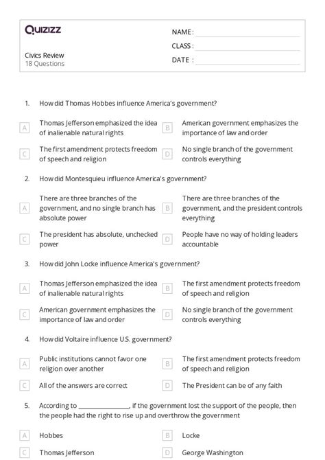 50 Civics Worksheets For 6th Grade On Quizizz Free Printable