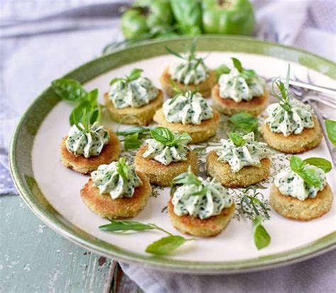 Fried Green Tomatoes with Whipped Herb Chevre - Vintage Kitty