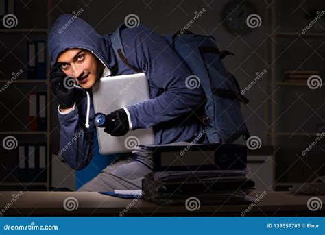 The Thief Trying To Steal Personal Data In Identity Theft Concept Stock