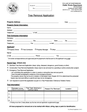 Fillable Online Tree Removal Application And Instructions Fax Email