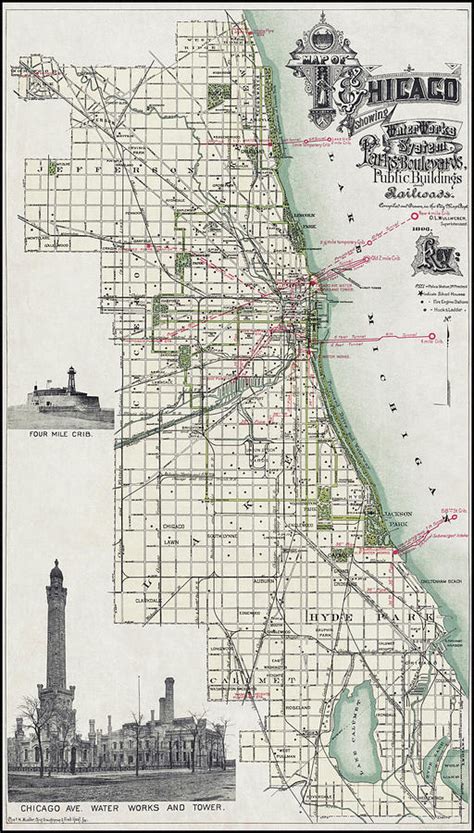 Chicago Vintage Historical Map 1896 Photograph By Carol Japp Fine Art