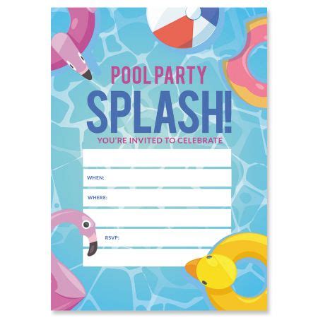 Pool Party Fill In Birthday Invitations | Fine Stationery