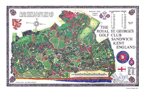 Golf Art Royal Royal St George S Course Architect Map Print