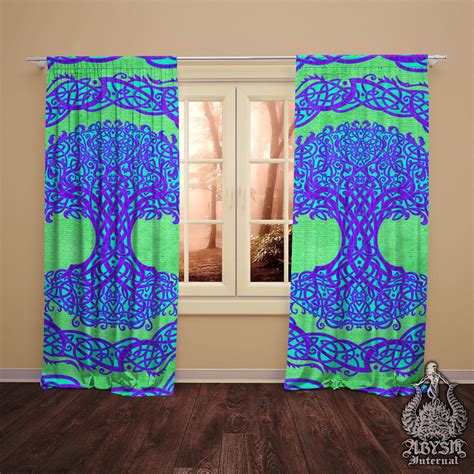 Tree Of Life Curtains 50x84 Printed Window Panels Celtic Knot Wiccan Room Decor Art Print