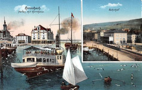 Rorschach Hafen Mit Kornhaus Dampfer Bahnhof Ansichtskarten Shop