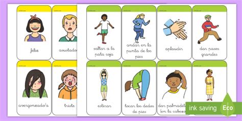 Tarjetas De Vocabulario Emociones Y Acciones