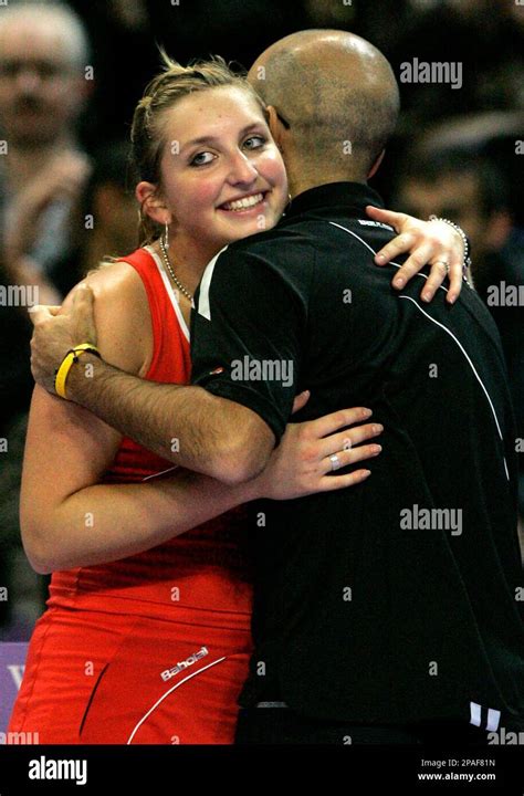 Switzerland S Timea Bacsinszky Hugs Her Coach After Slovakia S Daniela