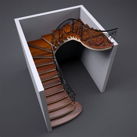 Spiral Stairs Oak V1 Free 3D Model - .obj .stl - Free3D