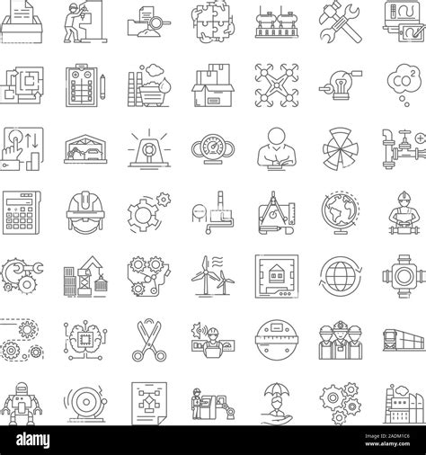 Supply Chain Linear Icons Signs Symbols Vector Line Illustration Set