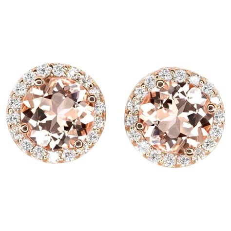 Carat Pink Morganite Rose Gold Earrings For Sale At Stdibs